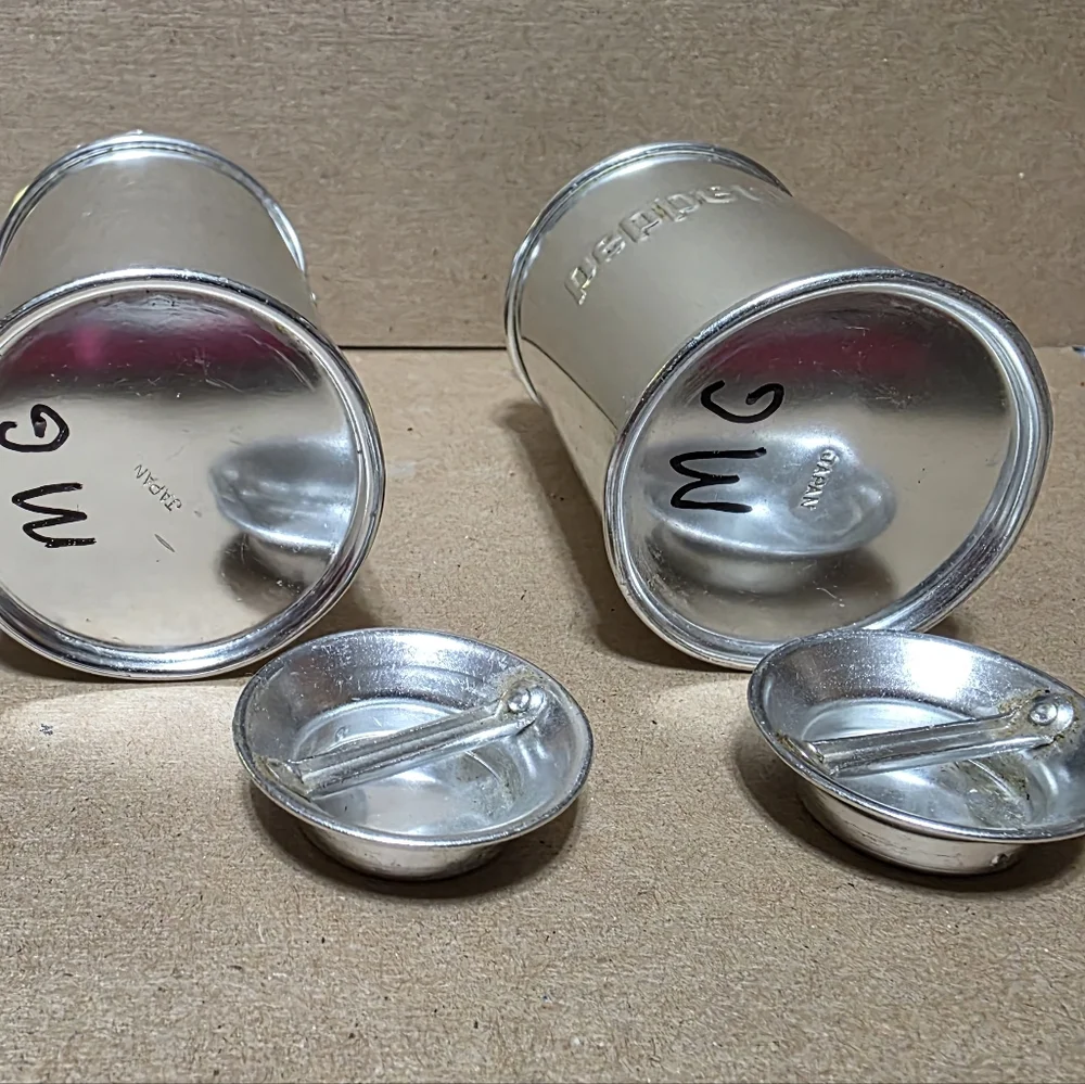 Vtg Milk Can Salt Pepper Shaker Set W Lids #142
